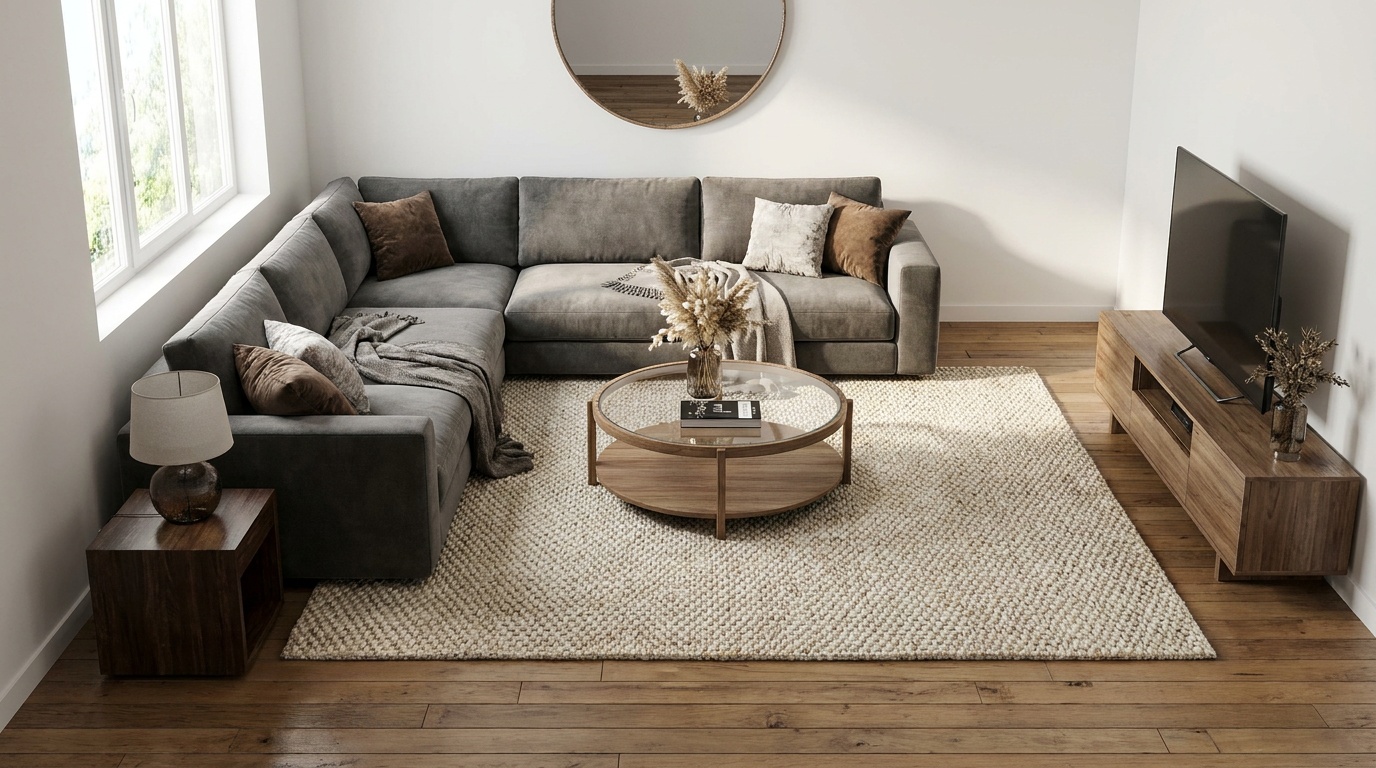 Living room - photoreal render pulled from room 1 of the 3D plan